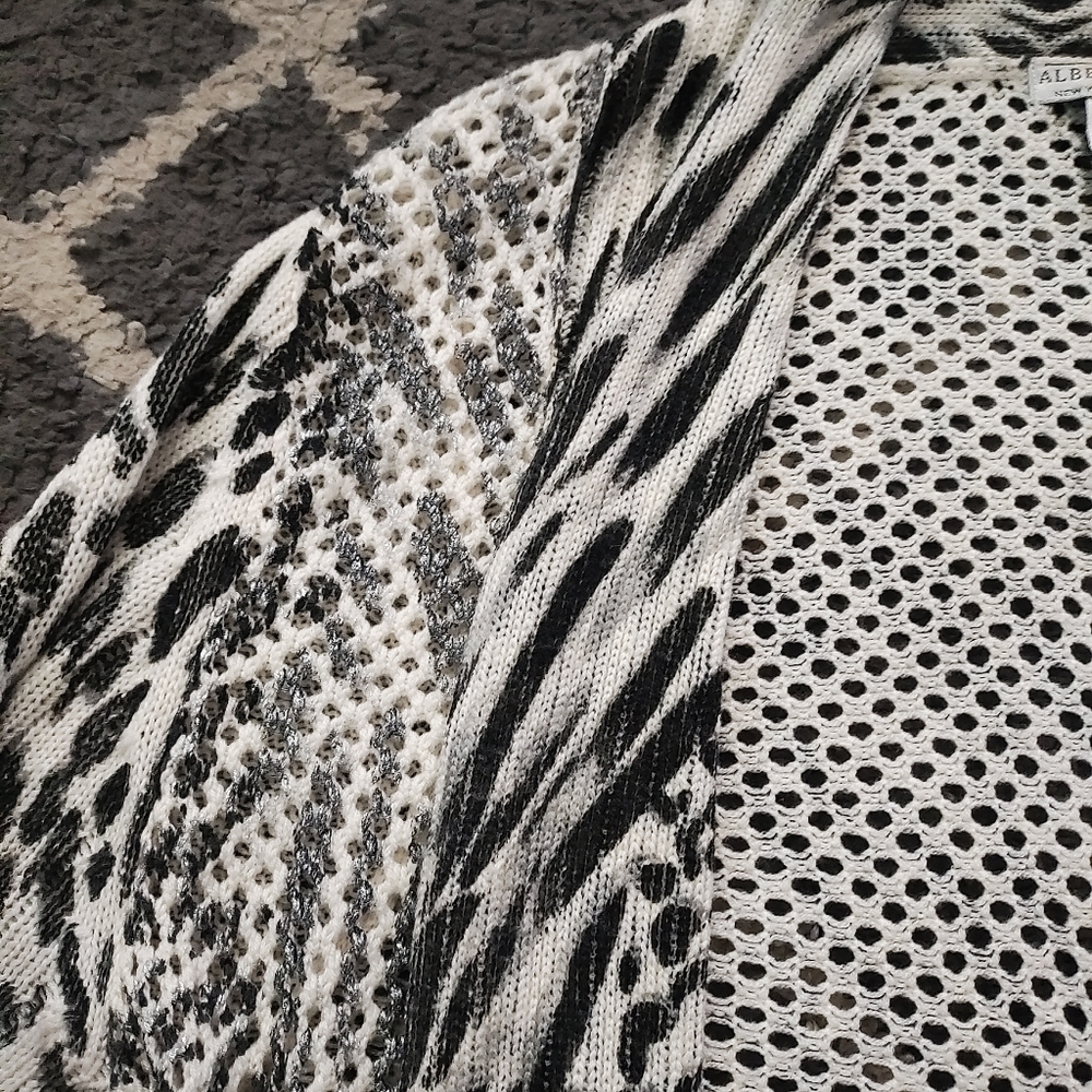 Alberto Makali Wool blend Patterned Open Front Waterfall Sweater Cardigan - Picture 5 of 10